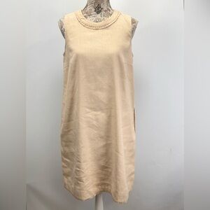 MARELLA Beige 110% Linen sleeveless Shift Dress size 8